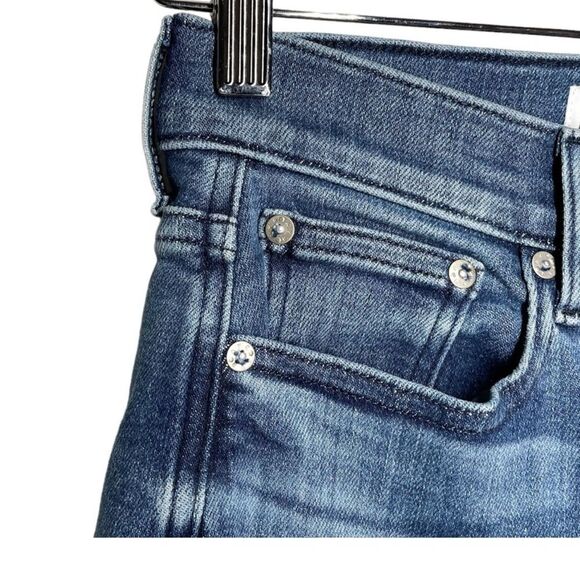 AYR Medium Blue Straight Leg The Pop Frayed Raw Hem Jeans 33 - Picture 8 of 14